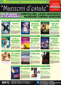 Il manifesto con il calendario della rassegna cinematografica "Manzoni d'estate"